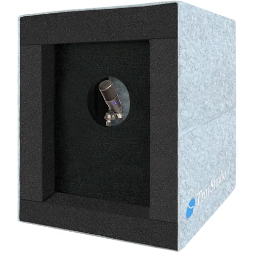 TroyStudio Enclosed Vocal Booth, Portable Microphone Isolation Shield, Foldable Reflection Filter with Acoustic Foam & Panels, Recording Sound Box Home Studio Equipment for Podcast Music Voice Over - Image 1
