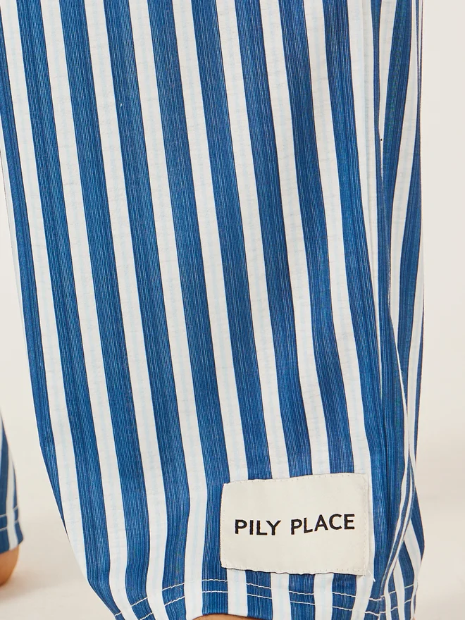 Styli Styli Minimal Printed T-Shirt and Striped Badge Detail Pyjama Set