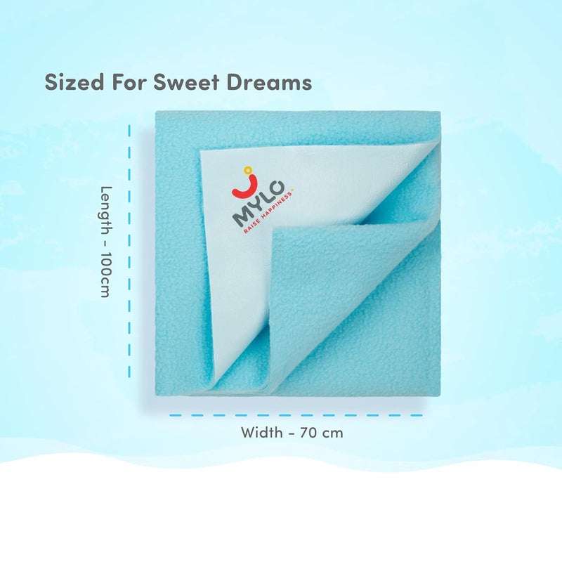 Mylo Essentials Mylo Baby Waterproof Mattress Protector for Baby (0-3 Years), Extra Absorbent, Soft and Reusable Quick Dry Sheets (Medium, 100cm x 70cm, Turquoise) - Image 5