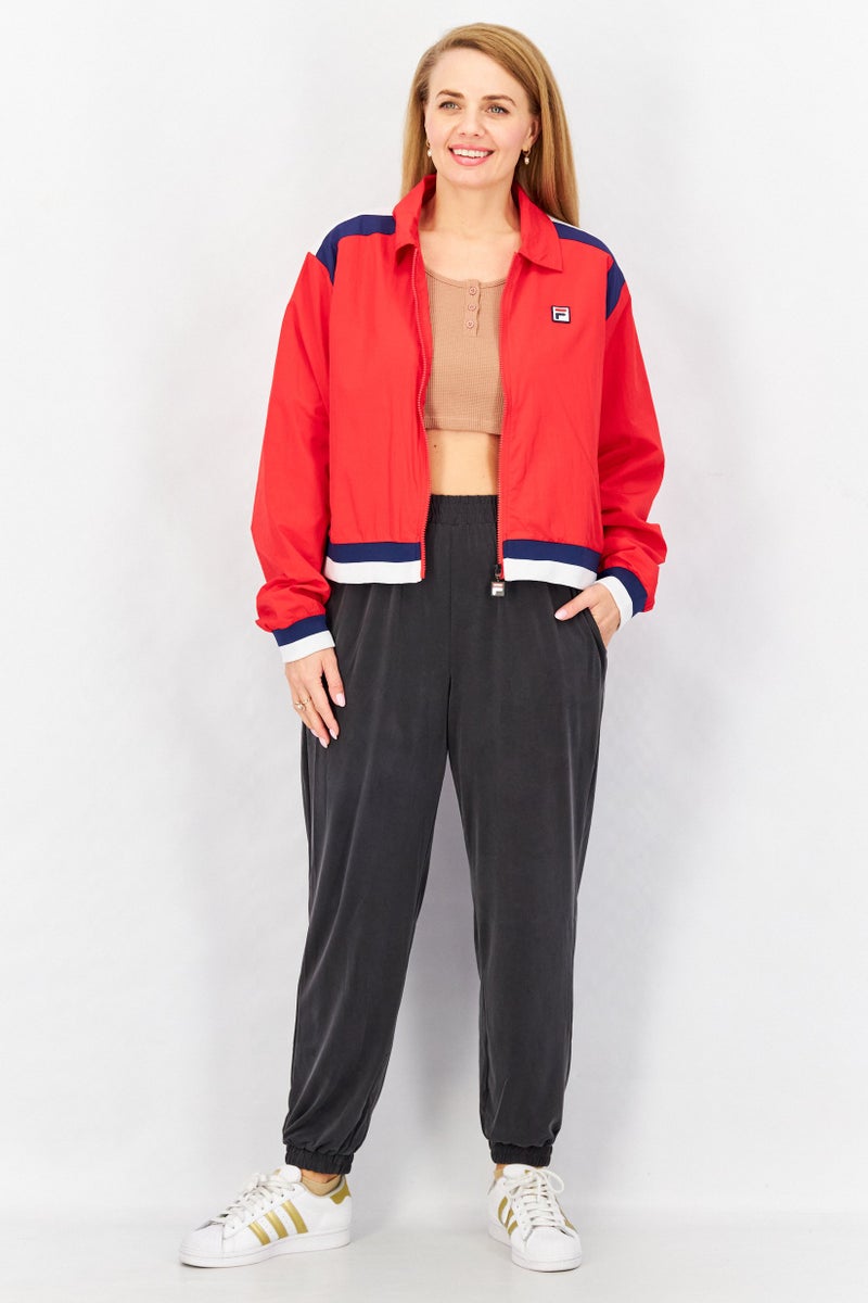 FILA Women Sportswear Fit Brand Logo Windbreaker Jacket, Red Combo - Image 4