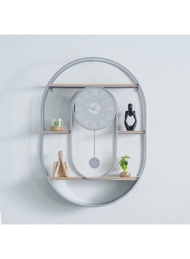 Cambridge Wall Clock with Wooden Stand Classic Design Elegant Timepiece Durable Construction Large Numbers Ideal for Home Office Living Room Decor 66X94X13Cm Silver - Image 1