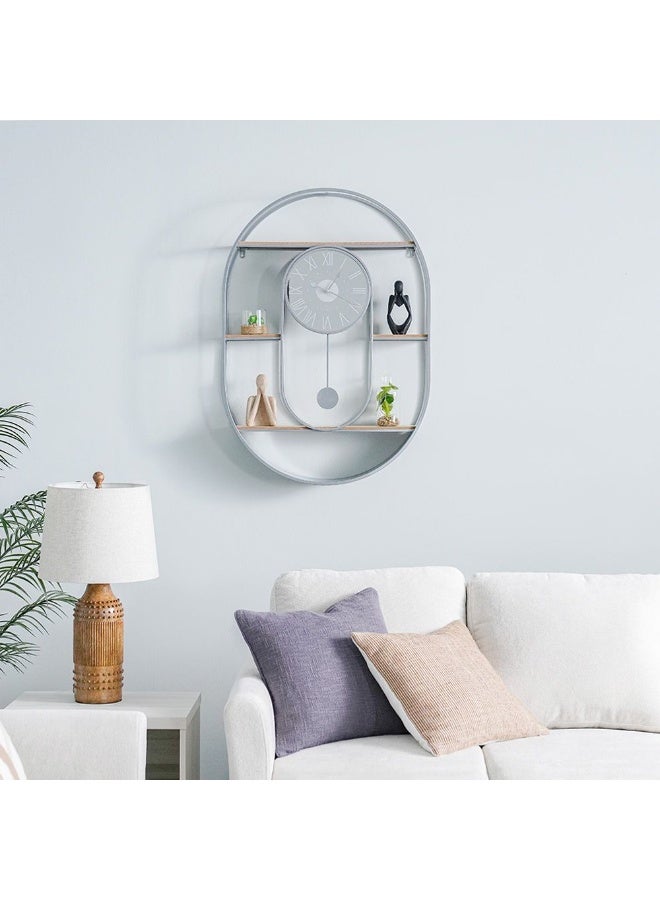 Cambridge Wall Clock with Wooden Stand Classic Design Elegant Timepiece Durable Construction Large Numbers Ideal for Home Office Living Room Decor 66X94X13Cm Silver - Image 4