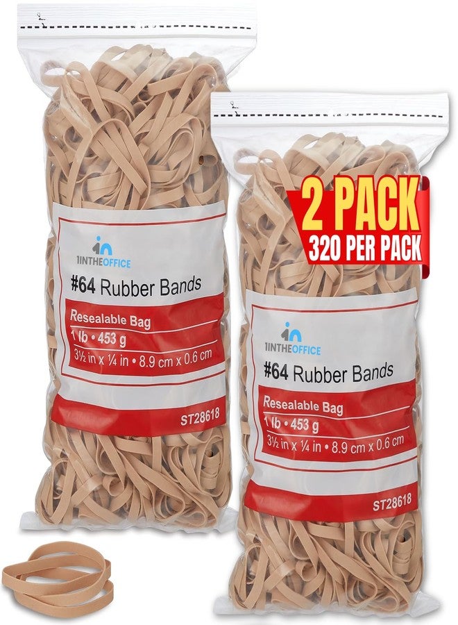 1InTheOffice Thick Heavy Duty Rubber Bands, Beige Size 64, 320 Bands/2 Pack - Image 1
