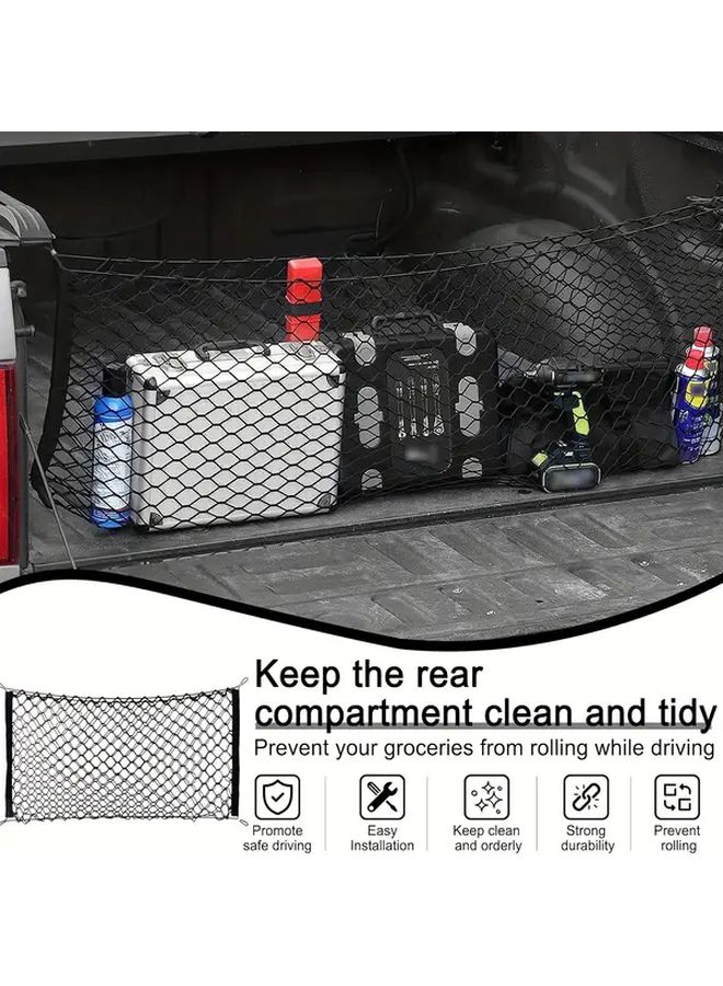 Black Adjustable Stretchable Truck Cargo Net Trunk Organizer for Cars and Home Storage - Image 2