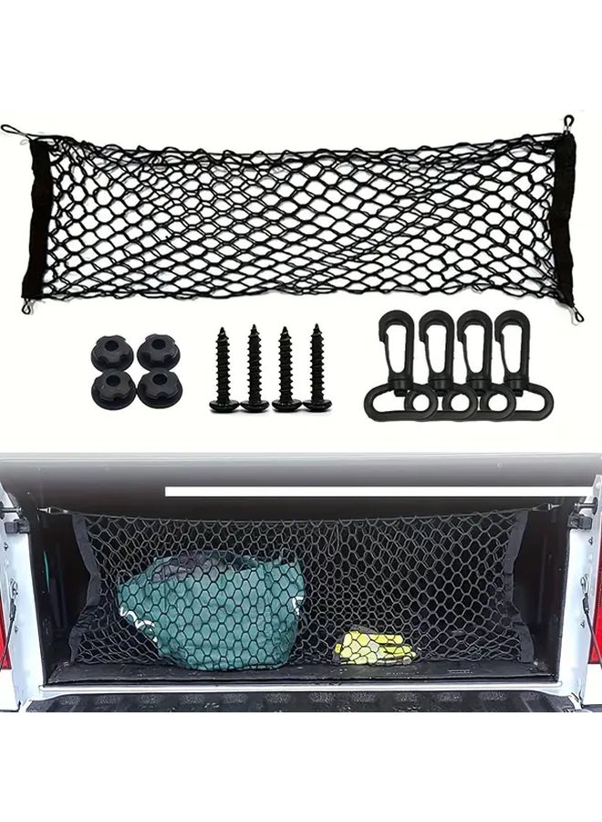 Black Adjustable Stretchable Truck Cargo Net Trunk Organizer for Cars and Home Storage - Image 1