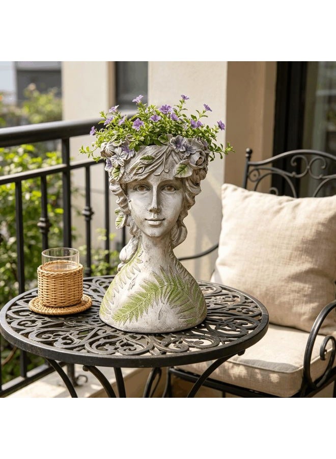 DiliComing Head-Planter Face-Planters Pot - 10 Inch Flower Pots Outdoor with Drainage Hole, Face Flower Pot Head Planter for Garden Decor, Gifts for Women and Housewarming Gift 6.5 x 6 x 10.2 Inch - Image 2
