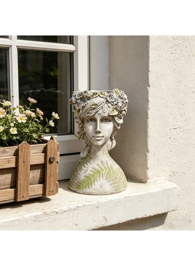 DiliComing Head-Planter Face-Planters Pot - 10 Inch Flower Pots Outdoor with Drainage Hole, Face Flower Pot Head Planter for Garden Decor, Gifts for Women and Housewarming Gift 6.5 x 6 x 10.2 Inch - Image 4