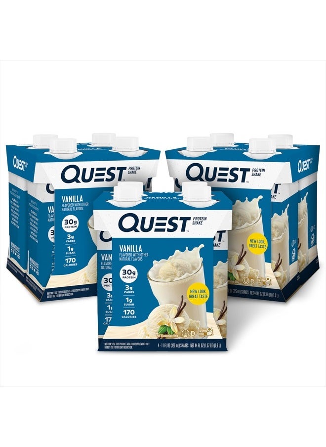 QUEST NUTRITION - Vanilla Protein Shake, High Protein, Low Carb, Gluten Free, Keto Friendly, 11 Fl.Oz 4 Count (Pack of 3) - Image 1