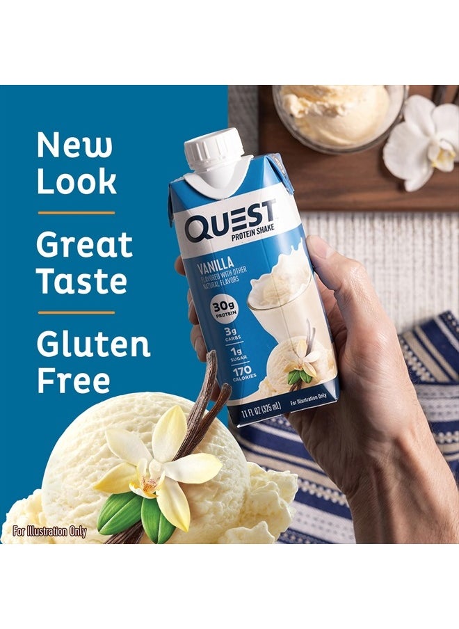 QUEST NUTRITION - Vanilla Protein Shake, High Protein, Low Carb, Gluten Free, Keto Friendly, 11 Fl.Oz 4 Count (Pack of 3) - Image 1