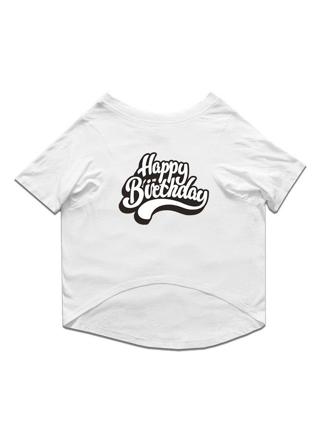 روسيبين طقم تي شيرت أساسي بأكمام قصيرة ورقبة دائرية مطبوع عليه Happy Birthday للكلاب والآباء من الجنسين. اللون- أبيض/متوسط (للآباء)/كبير (للكلاب) - Image 3
