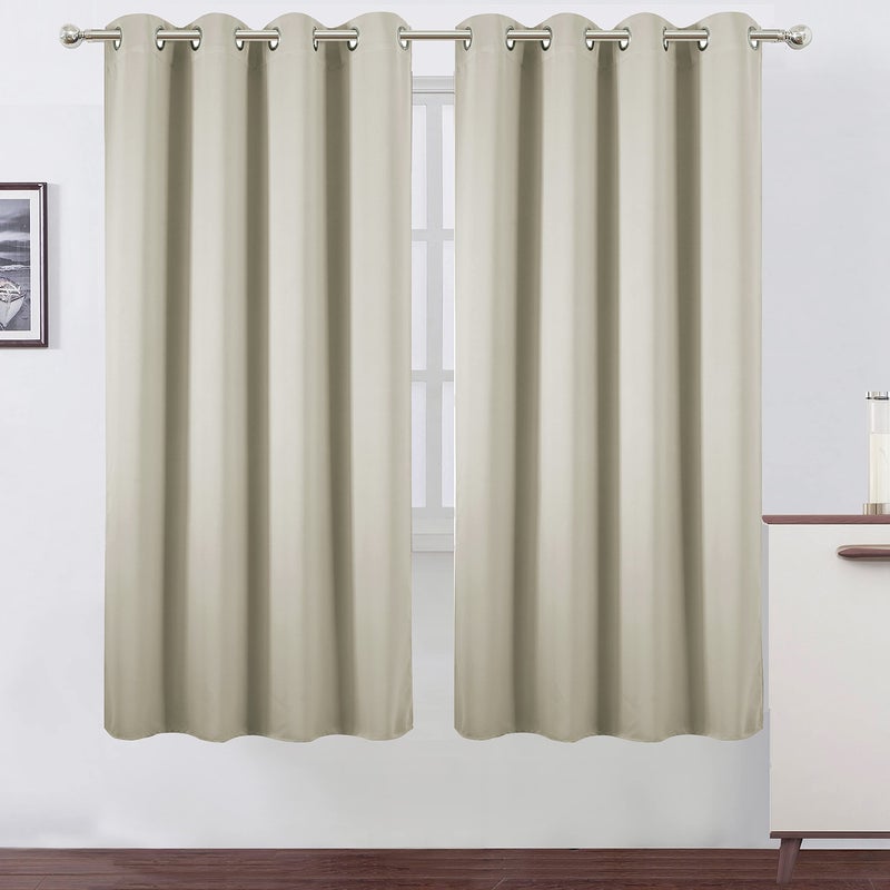 LEMOMO Light Beige Thermal Blackout Curtains/52 x 72 Inch/Set of 2 Panels Room Darkening Curtains - Image 1