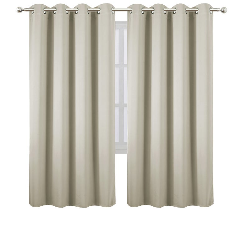 LEMOMO Light Beige Thermal Blackout Curtains/52 x 72 Inch/Set of 2 Panels Room Darkening Curtains - Image 2