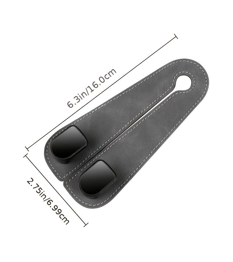 Beige Car Seat Rear Storage Hook Hidden Metal Design Faux Leather Automotive Interior Addition - Image 2