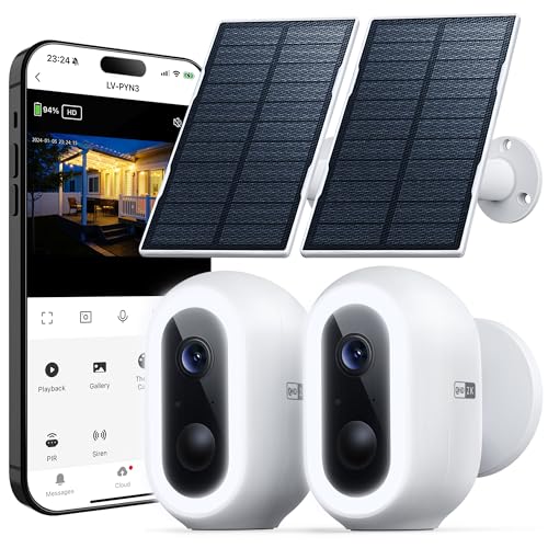 Laview 2K Solar Security Cameras Wireless Outdoor Rechargeable Battery Wifi Cameras for Home Security with Spotlight Color Night VisionSiren AlarmAI Human DetectionIP652Way TalkCloudSD Storage - Image 1
