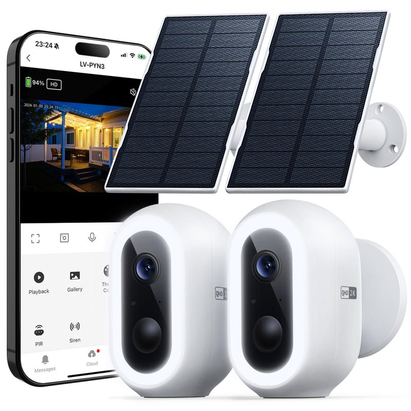 Laview 2K Solar Security Cameras Wireless Outdoor Rechargeable Battery Wifi Cameras for Home Security with Spotlight Color Night VisionSiren AlarmAI Human DetectionIP652Way TalkCloudSD Storage - Image 2