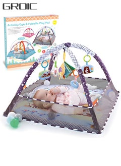 Baby Play Gym, Mat Newborn with Padded Base Lightweight Foam Stand, 5 Hanging Toys and 18 Ocean Balls Washable Playmats & Floor Gyms for 0-36 Months