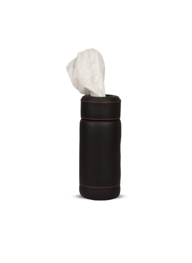 MOTOAUTO MOTOAUTO PU Leather Cup Tissue Holder Box with 50 Tissue Pulls fits for Cars Home Office Red Knitting  - Image 1