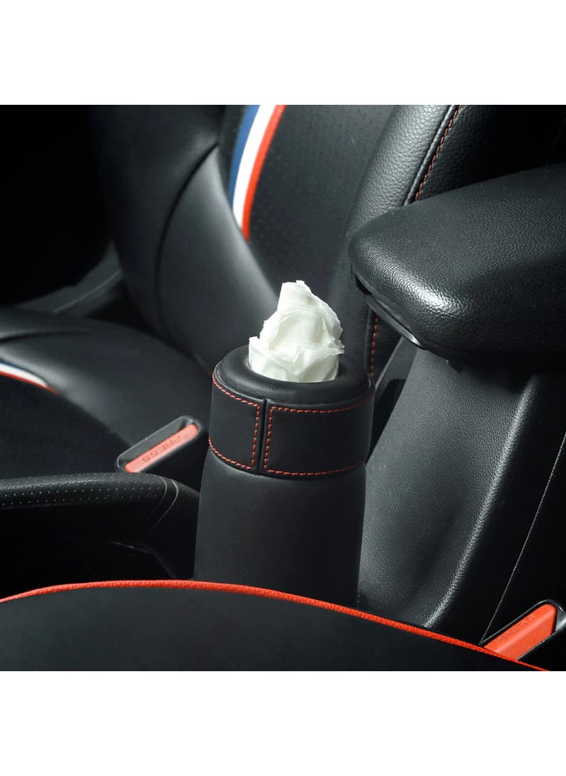 MOTOAUTO MOTOAUTO PU Leather Cup Tissue Holder Box with 50 Tissue Pulls fits for Cars Home Office Red Knitting  - Image 5