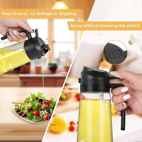 VINKAL 2 in 1 Olive Oil Sprayer and Oil Dispenser Bottle for Kitchen, Glass Bottle with Premium Nozzle, Sprayer for Air Fryer, Salad,BBQ,Roasting - Image 4