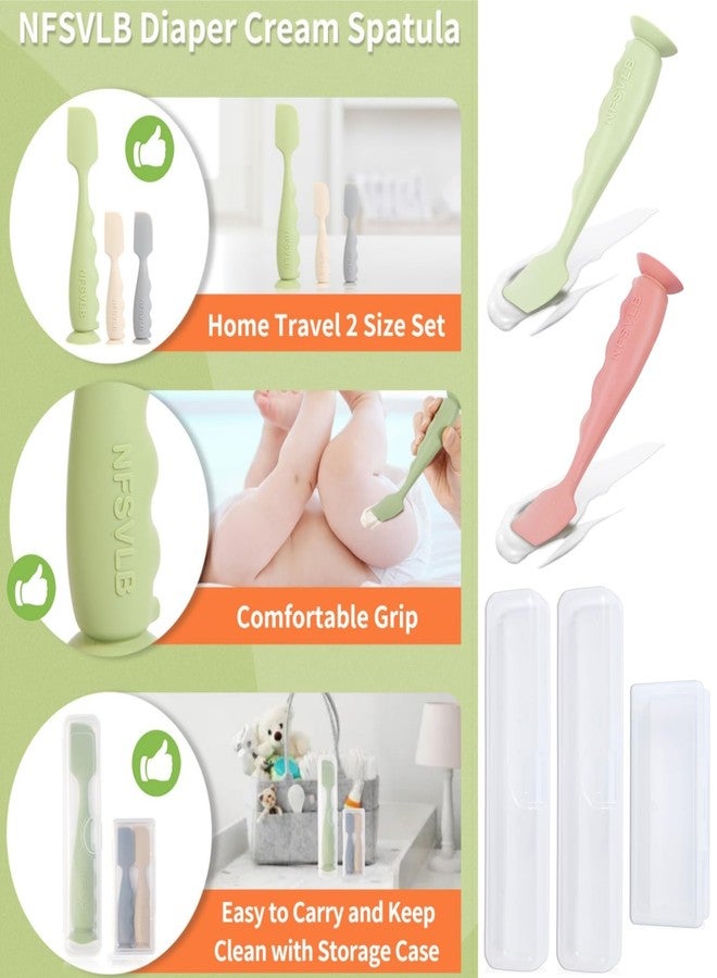 ملعقة كريم الحفاضات NFSVLB مع حافظة، ملعقتان كبيرتان وملعقتان صغيرتان لكريم الحفاضات مع حافظة سفر، ملعقة ناعمة لمؤخرة الطفل، أداة وضع كريم الحفاضات، ملعقة لعلاج طفح الحفاضات، فرشاة (أزرق رمادي) - Image 2