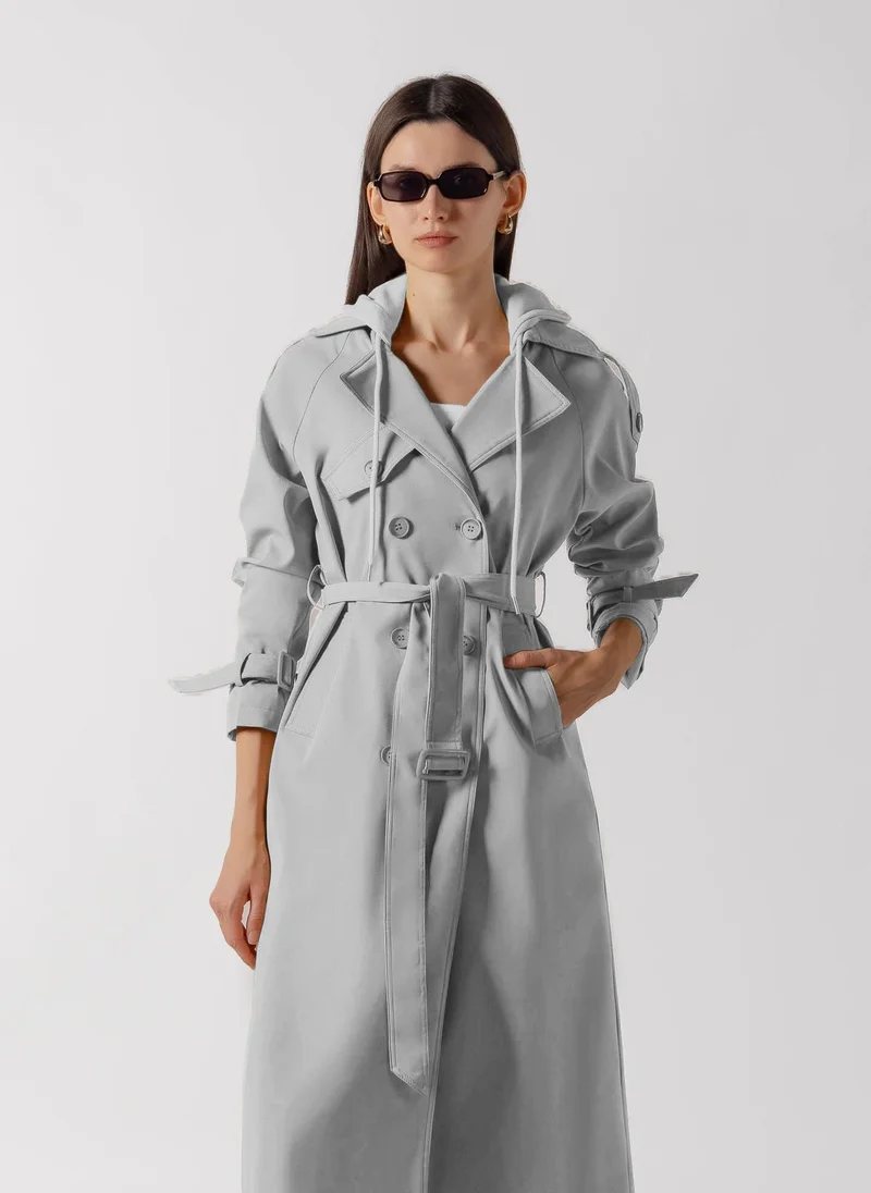 شايبس HOODED BELTED TRENCH COAT