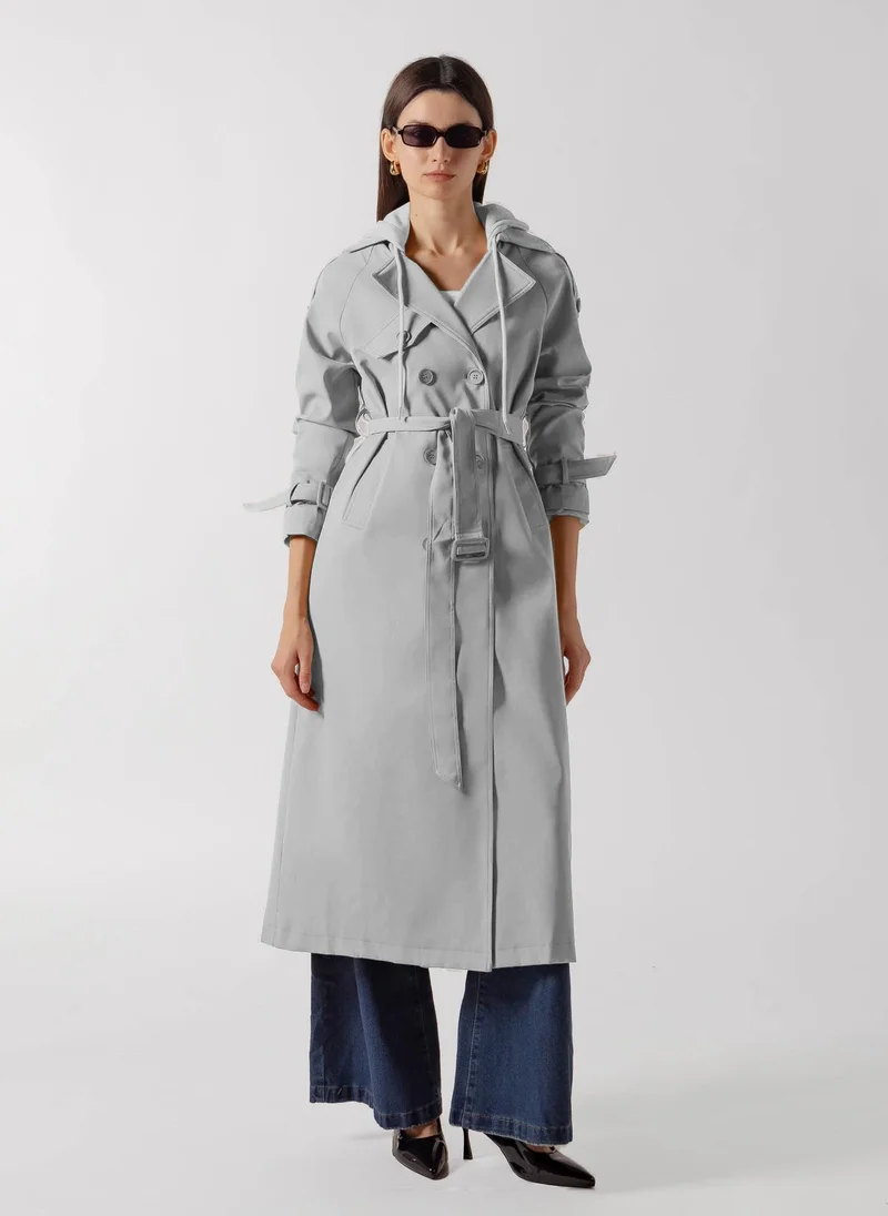 شايبس HOODED BELTED TRENCH COAT
