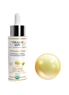 Visage Pure Ultimate Glow - Brightening, Clarifying, Hydrating and Pores Minimizing Face Serum - High Concentration Organic Vitamin C, Phyto-Ceramides, Tremella, and The Pores Cleaning Willow Bark - USDA Organic - Physician Formulated - Research Supported 