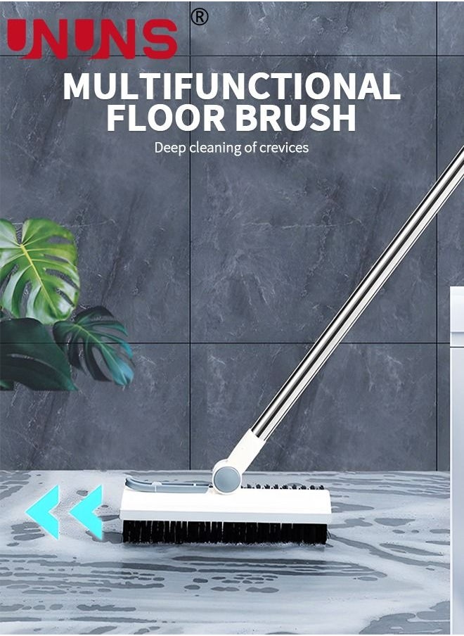 UNUNS Floor Scrub Brush 3 In 1,V-Shaped Brush Head With 180° Rotation Detachable Brush Head, Adjustable Long Handle,Tub And Tile Brush For Cleaning Bathroom,Patio,Kitchen,Wall And Deck  - Image 2