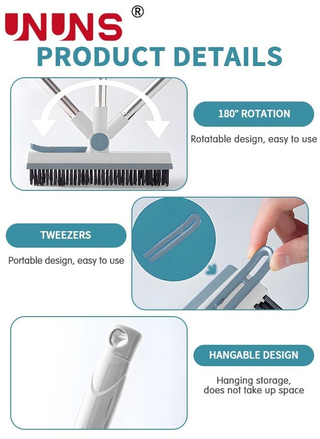 UNUNS Floor Scrub Brush 3 In 1,V-Shaped Brush Head With 180° Rotation Detachable Brush Head, Adjustable Long Handle,Tub And Tile Brush For Cleaning Bathroom,Patio,Kitchen,Wall And Deck  - Image 3