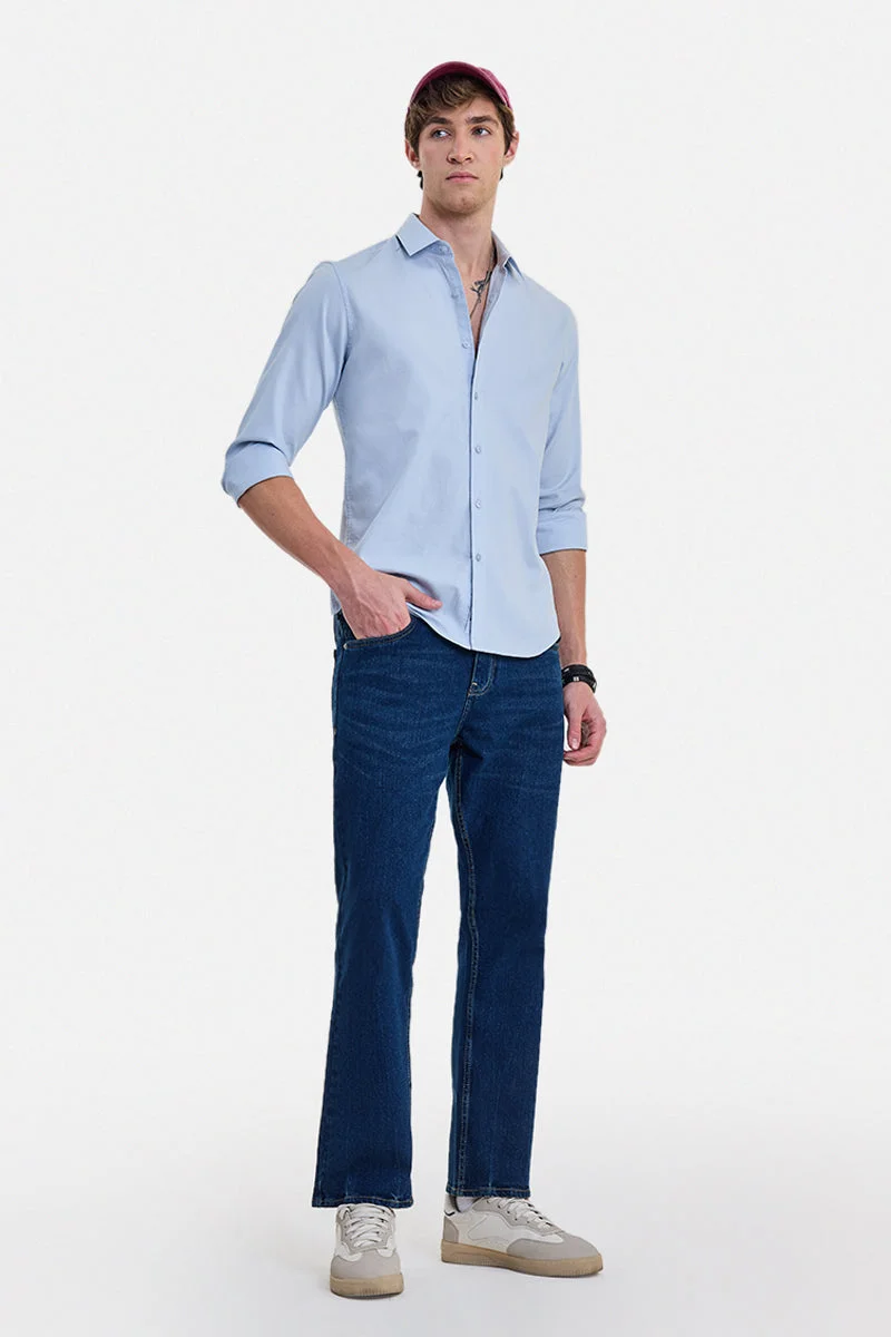 سنيتش Blue Solid Straight Fit Casual Jeans