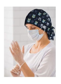 TLAXCA 3 Pack Surgical Caps for Long Hair, Adjustable Elastic Nursing Cap with Button and Sweatband, Bouffant Cotton Hats Scrub Cap for Women  - Image 4