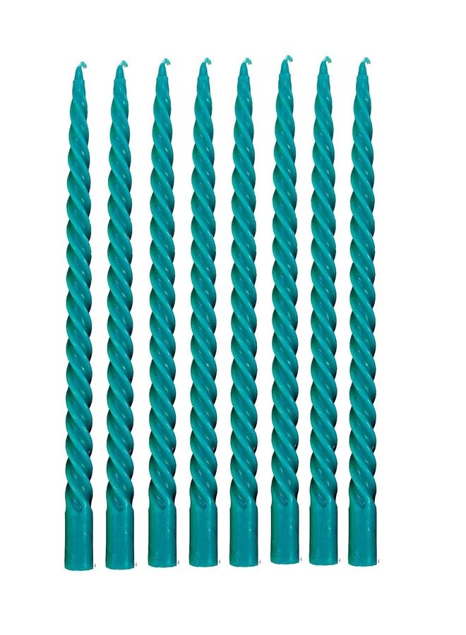 Luces Paraffin Wax Smokeless Scented Turquoise Colour Twisted Stick Candles Decorations for Living Room Pack of 8 - Image 1