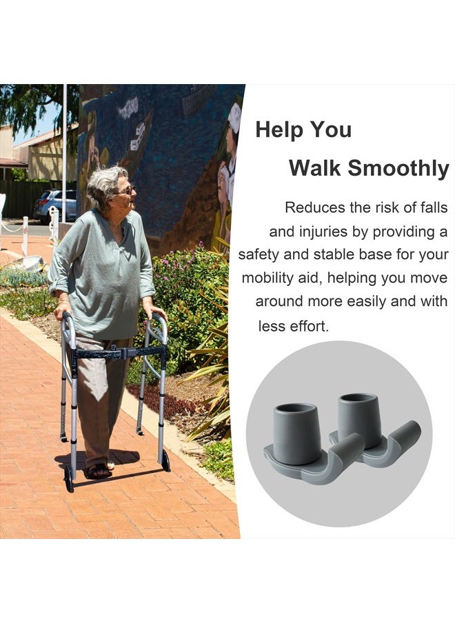 Aliseniors - Walker Ski Glides - 2 Pack Universal Fit Walker Accessories for Seniors Folding Walkers - Walker Feet Replacement, Gray - Image 1
