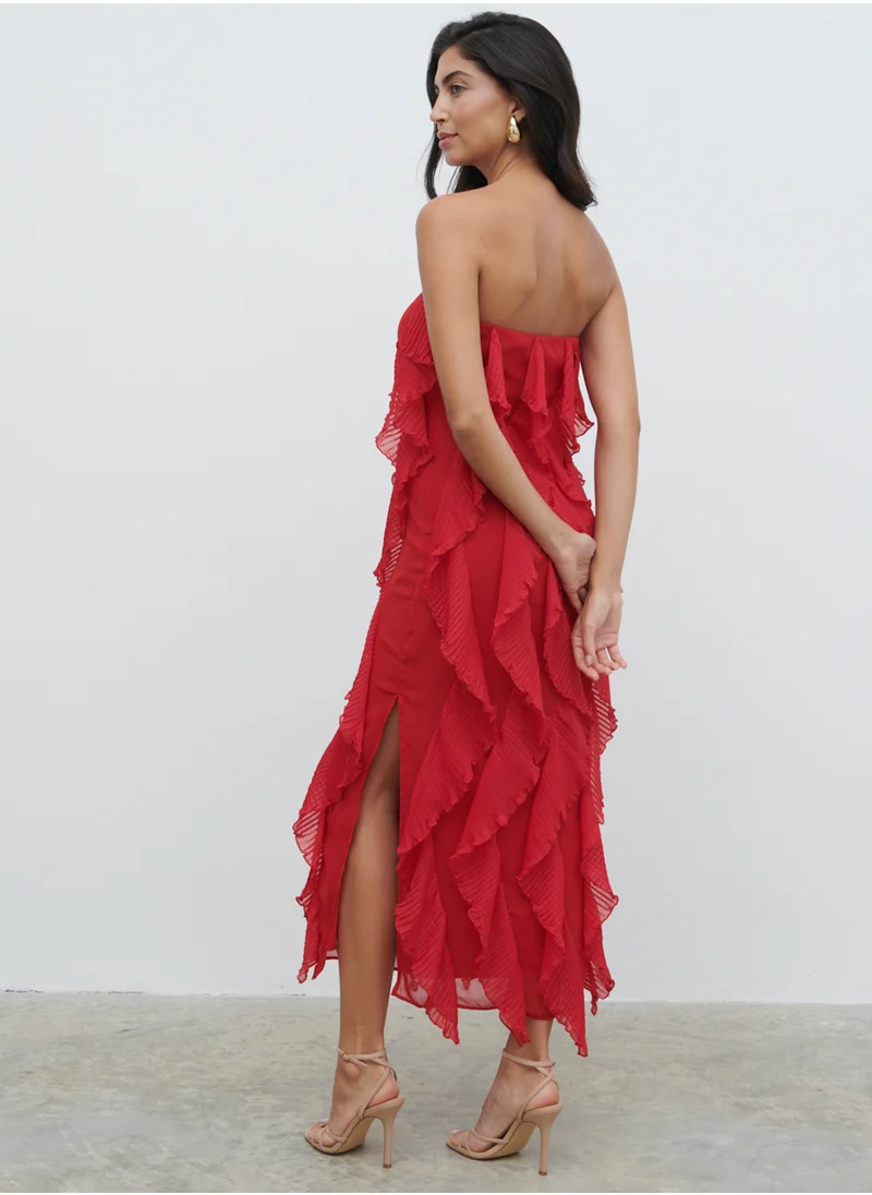 بريتي لافيش Perla Bandeau Ruffle Maxi Dress