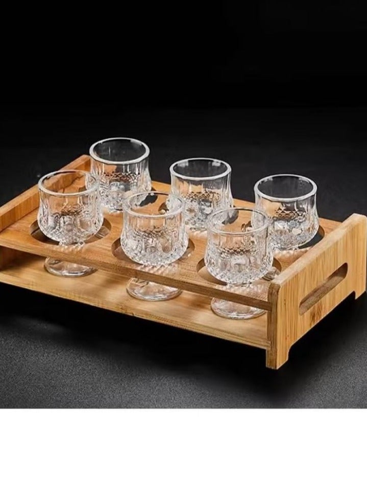6-piece glass juice cup set with base - Image 2