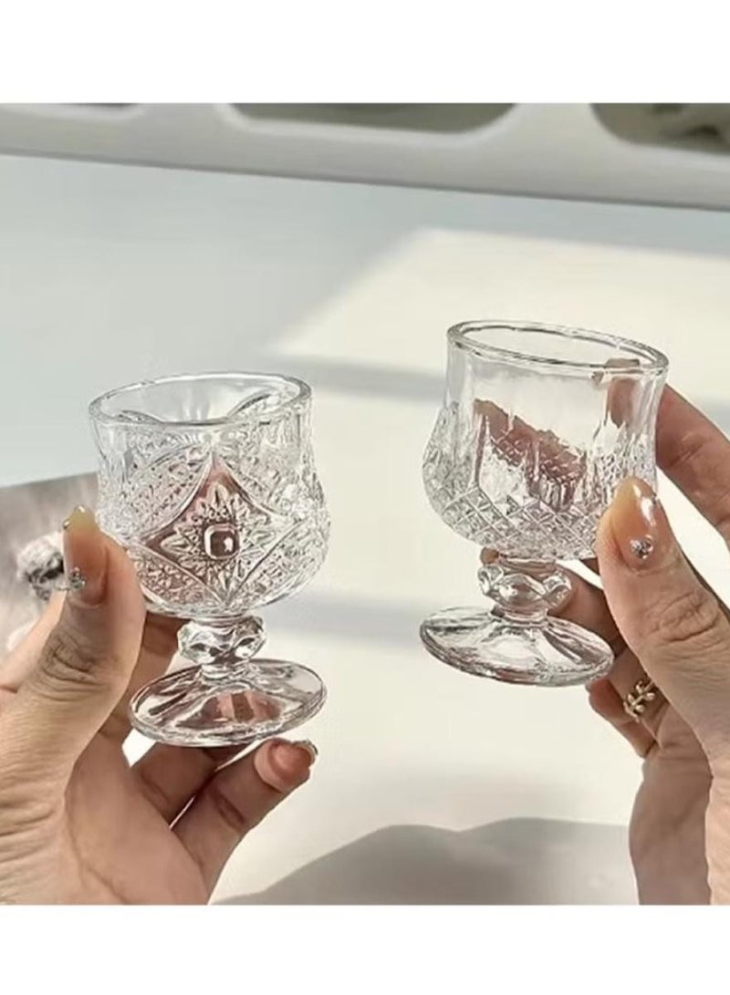 6-piece glass juice cup set with base - Image 1