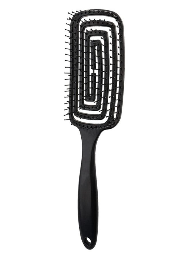 BENCI Hair Brush, Comb, Curved Vented Brush Faster Blow Drying, Professional Curved Vent Styling Hair Brushes for Women, Men, Paddle Detangling Brush for Wet Dry Curly Thick Straight Hair (Black - 9 X 3 Inch) - Image 1