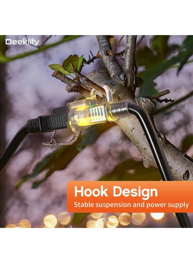 Deeklify 12 Gauge 100 FT Heavy Duty Outdoor Extension Cord Waterproof with Lighted End,Black 12 Gauge Extension Cord Flexible and Cold Resistant 3 Prong Grounded Plug,15Amp 1875W SJTW ETL Listed - Image 3