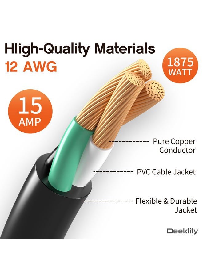 Deeklify 12 Gauge 100 FT Heavy Duty Outdoor Extension Cord Waterproof with Lighted End,Black 12 Gauge Extension Cord Flexible and Cold Resistant 3 Prong Grounded Plug,15Amp 1875W SJTW ETL Listed - Image 2