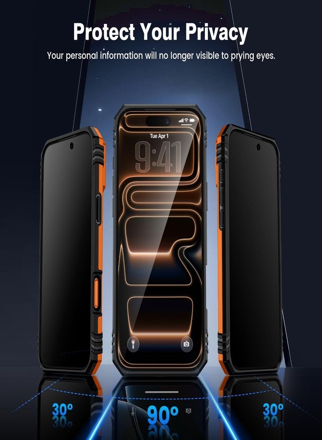 VEGO for iPhone 17 Pro Max Case, with Slide Camera Cover & Privacy Tempered Glass Screen Protector & Ring Kickstand Military Grade Heavy Duty Protection Cover for iPhone 17 ProMax - Orange - Image 3