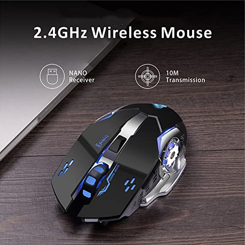 Uciefy Q85 Rechargeable Wireless Gaming Mouse, 2.4G LED Optical Silent Wireless Computer Mouse with 4 LED Light, 3 Adjustable DPI, Ergonomic Design, Auto Sleeping (Black) - Image 2