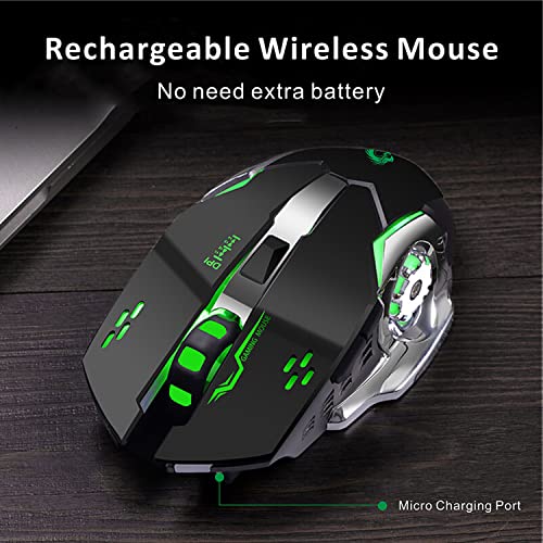 Uciefy Q85 Rechargeable Wireless Gaming Mouse, 2.4G LED Optical Silent Wireless Computer Mouse with 4 LED Light, 3 Adjustable DPI, Ergonomic Design, Auto Sleeping (Black) - Image 4