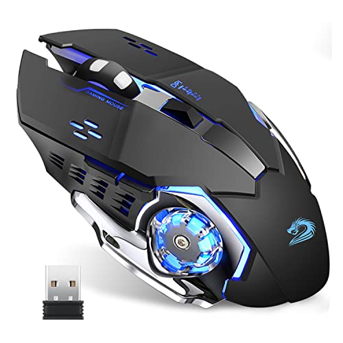 Uciefy Q85 Rechargeable Wireless Gaming Mouse, 2.4G LED Optical Silent Wireless Computer Mouse with 4 LED Light, 3 Adjustable DPI, Ergonomic Design, Auto Sleeping (Black) - Image 1