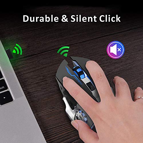 Uciefy Q85 Rechargeable Wireless Gaming Mouse, 2.4G LED Optical Silent Wireless Computer Mouse with 4 LED Light, 3 Adjustable DPI, Ergonomic Design, Auto Sleeping (Black) - Image 5