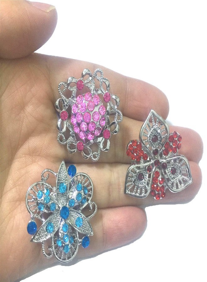 Ezing Lot 24pc Shining Rhinestone Crystal Brooches Pins DIY Wedding Bouquet Kit (D) - Image 5