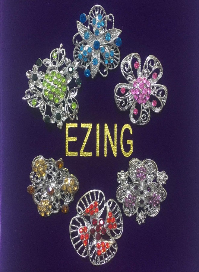 Ezing Lot 24pc Shining Rhinestone Crystal Brooches Pins DIY Wedding Bouquet Kit (D) - Image 2