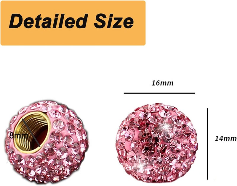 Muxkenper Pink Rhinestone Tire Valve Stem Caps - 4 Pack - Image 4