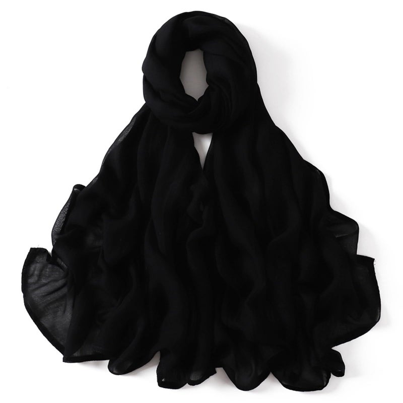 Piewag Viscose Hijab Scarf for Women Muslim Cotton Jersey Hijab Head Wrap Scarves Fashion Long Scarf Shawls Black - Image 2