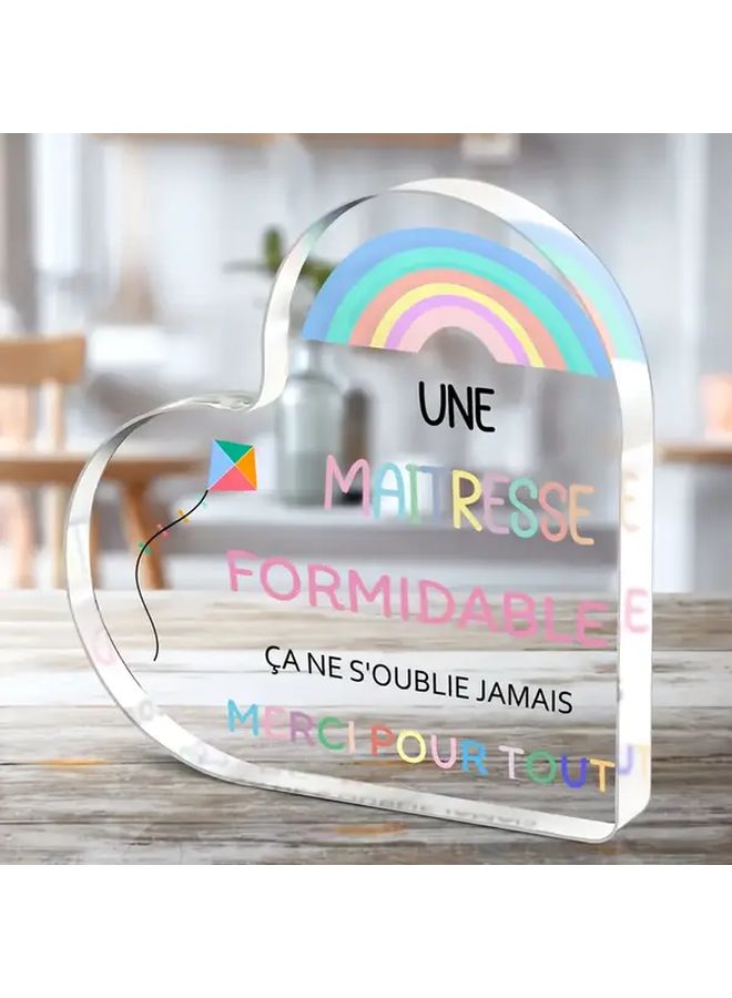Acrylic Sign 2D Flat Heart French Rainbow Kite Gift Thanksgiving Teacher Mom - Image 4