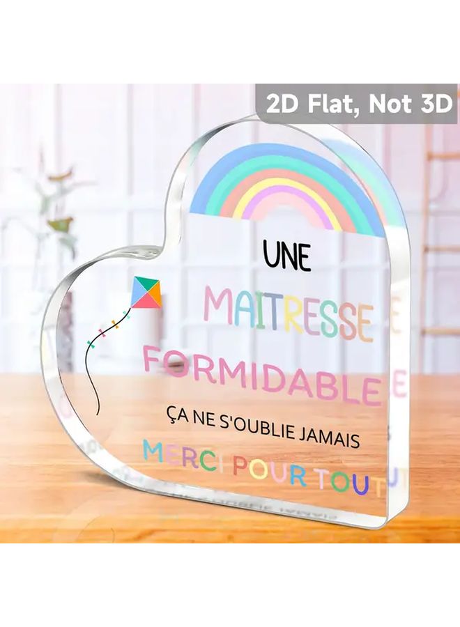 Acrylic Sign 2D Flat Heart French Rainbow Kite Gift Thanksgiving Teacher Mom - Image 2